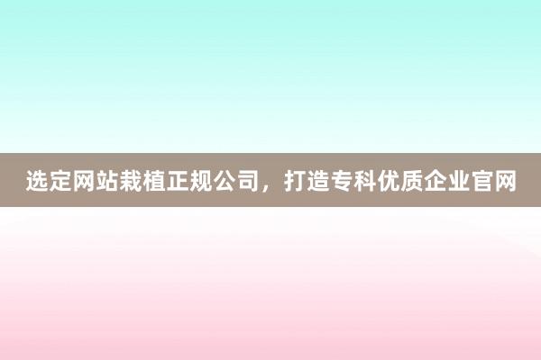 选定网站栽植正规公司，打造专科优质企业官网